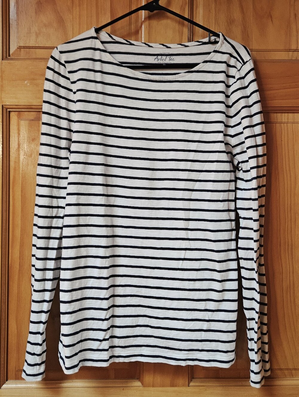 J. Crew White and Black Long Sleeve Striped Tee